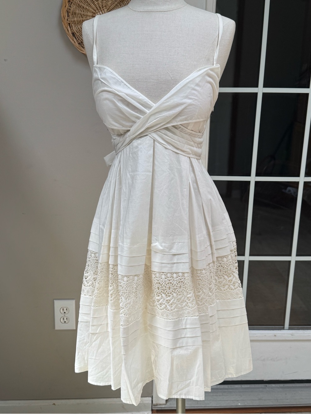 NWT Jessica Simpson Cream Pink Lace Fit & Flare Dress Boho Cocktail Mini Size 6